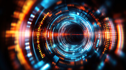 abstract futuristic digital technology background with hologram and laser light effects