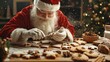© Johannes - Santa Claus is baking a variety of christmas cookies, sweets with star anise and cinnamon, traditional holiday baking, homemade gingerbread