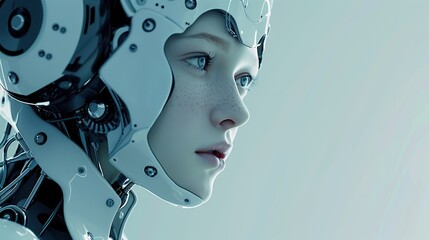 Poster - Cybernetic Woman in a Futuristic Helmet