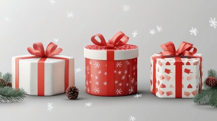 Poster - Christmas gift boxes. Christmas decoration. transparent background