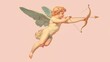 © Johannes - cupid flying overhead shooting his arrow vintage illustration isolated on a transparent background, generative ai transparent background