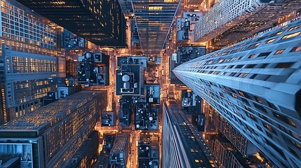 Wall Mural - Bird's Eye View of a Cityscape at Night