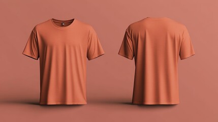 Wall Mural - Front and back view of a plain t-shirt on a colored background.