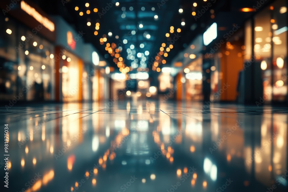 Abstract shopping mall background with shallow depth of focus.