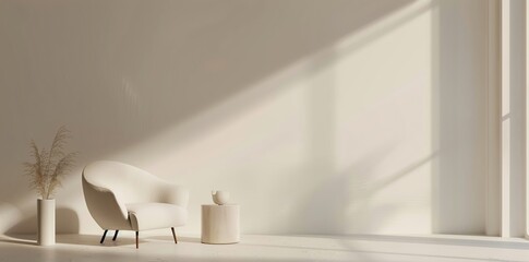 Sticker - Minimalist Interior Design with a White Armchair