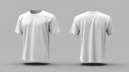 Wall Mural - Plain white t-shirt displayed from front and back.