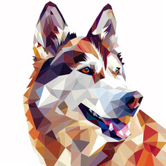 Siberian Husky Minimal Polygon Dog Surveillance in Modern Art Style