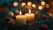 © Johannes - Close-up of advent wreath with two burning candles for second advent in preperation for christmas