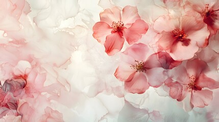 Wall Mural - Delicate Pink Flowers on a White and Pink Abstract Background