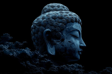 Illustrations of Buddha statues carved in stone