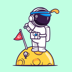 Wall Mural - Cute Astronaut Playing Golf On Moon Cartoon Vector Icon
Illustration. Science Sport Icon Concept Isolated Premium
Vector. Flat Cartoon Style