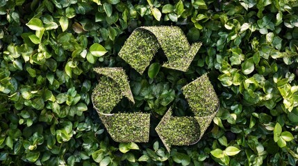 Green Recycle Symbol in Lush Foliage