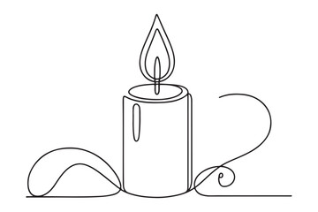 Wall Mural - Candle light continuous one line drawing art.