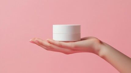 Sticker - A hand holding a white jar of cream