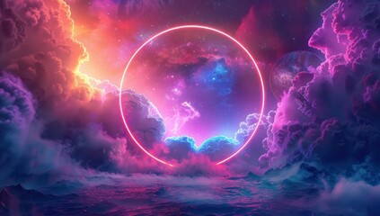 Sticker - Neon Circle in a Fantasy Sky