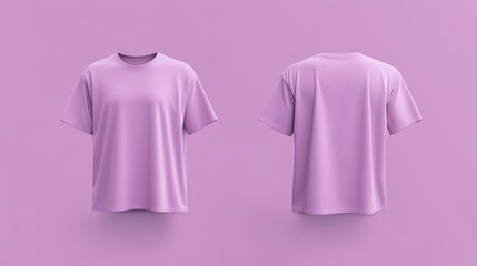 Wall Mural - Front and back view of a plain purple t-shirt.