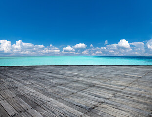 Poster - Beach and tropical sea . Blue sea and blue sky. Nature background