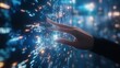 © hassan - Woman hand touching the metaverse universe':