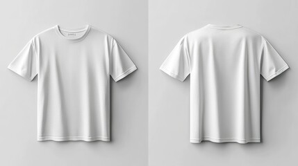 Wall Mural - Front and back view of a plain white t-shirt.