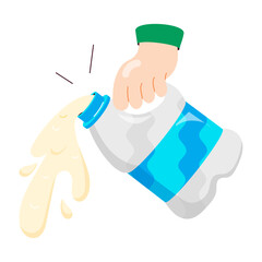 Wall Mural - A flat style sticker of pour milk 