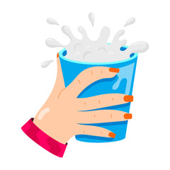 Wall Mural - A flat sticker of dairy drink glass 

