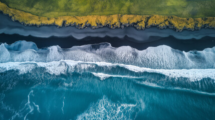 Wall Mural - Iceland landscape, black sand shore