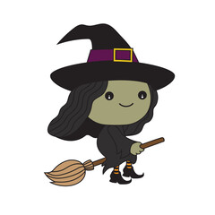 Poster - Cute cartoon illustration of a witch