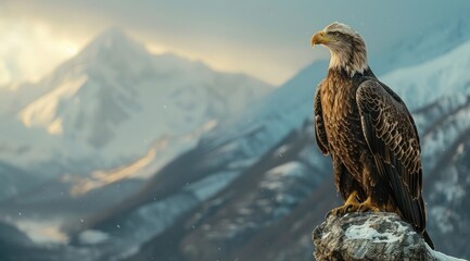 Poster - Majestic Eagle Perched on a Mountain Peak