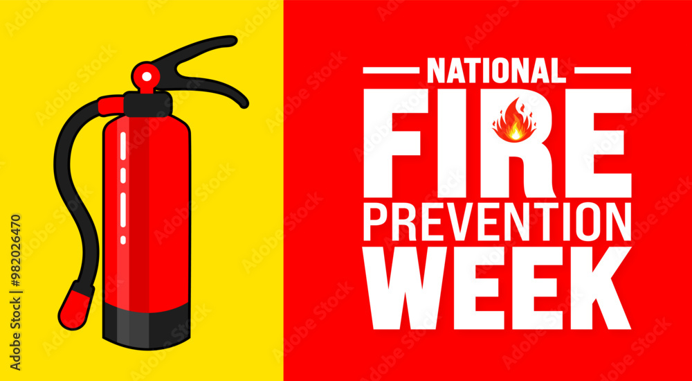 National Fire Prevention Week background or banner design template is ...