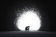 © Vilma - Person in the light surrounded by dark depressing thoughts, Visual Representation of Mental Health Struggles,