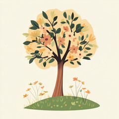 Wall Mural - Simple illustration on the theme of the month of April, spring nature