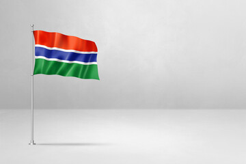 Wall Mural - Gambian flag isolated on white concrete wall background