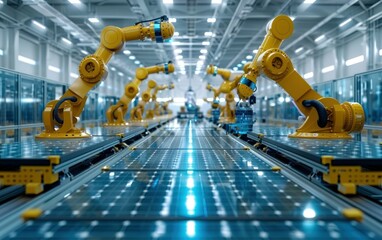 Poster - Automated Factory Assembly Line with Robotic Arms