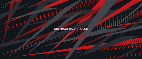 Wall Mural - Abstract triangular shape on the red background shows a futuristic concept. The irregular sloping lines create a dynamic petern. Color gradient banner template, wallpaper, brochure, web banner