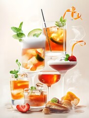 Canvas Print - Cocktail Collection with Smoke and Garnish.