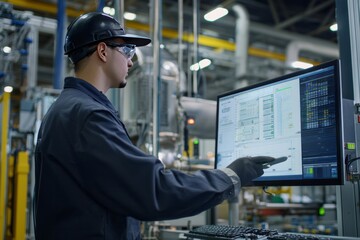 An Operator Adjusts Manufacturing Workflows Using A Computer Interface. They Update Schedules And Process Parameters