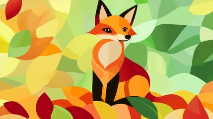 Fun fall or summer activity for kids: create leaf animals clip art featuring an abstract fox.