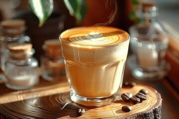 Artisanal Coffee in Clear Glass with Latte Art