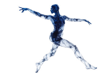 Fractal 3D model of a human on a transparent background