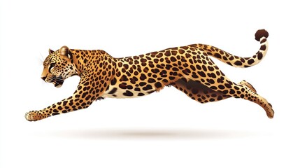 A detailed vector art of a leaping leopard, showcasing sleek lines and distinct spots, on a clean white background