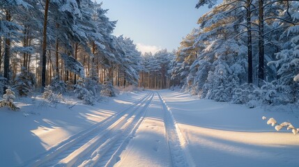 Canvas Print - Snowy Forest Path