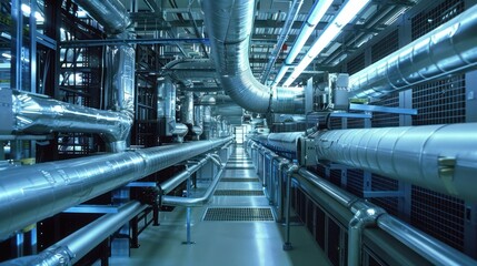 Poster - Industrial Interior with Pipes and Ducts