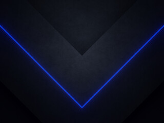 Wall Mural - Blue neon on black wall background