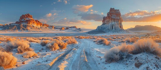 Poster - Stunning Sunset Over Desert Landscape