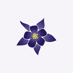 Aquilegia flower purple colour logo design