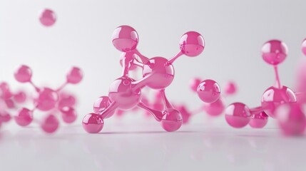 hyper real pink single molecule, white background