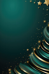 Wall Mural - golden wave flowing on green background with glitter particles, abstract design element for chinese 