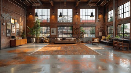 Canvas Print - Industrial Loft Interior Design with Rustic Charm