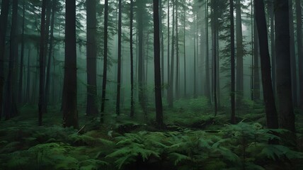 misty forest in the morning