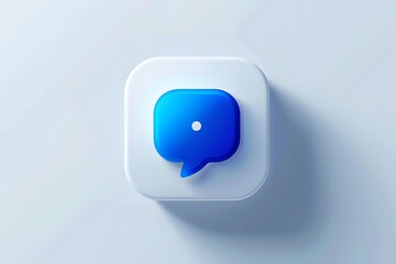 Wall Mural - blue chat icon centered on a pristine white background 